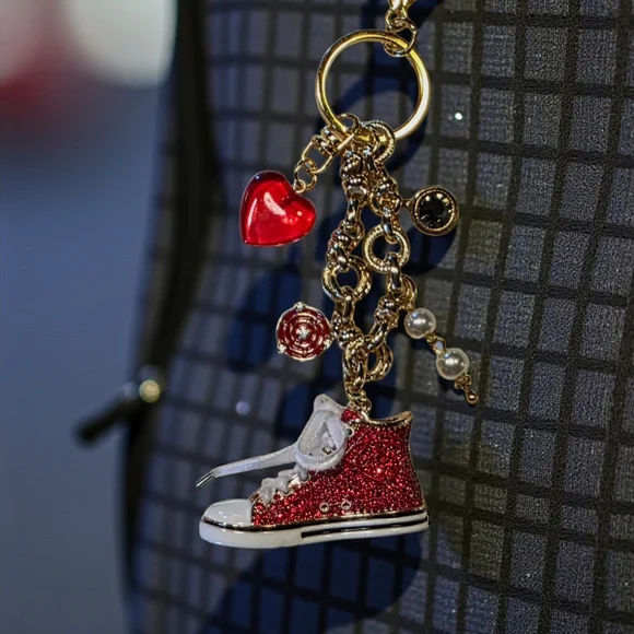 New Price--Red Rhinestone Sneaker Handbag Charms/Keychain - Picture 4 of 10